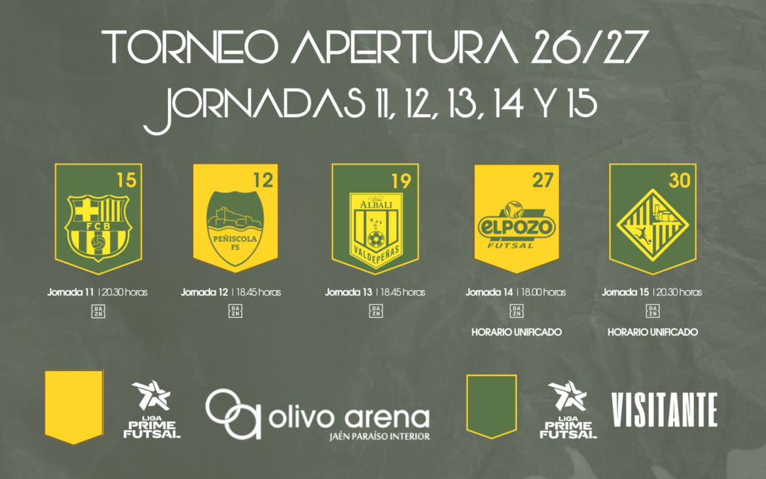 El Jaén Paraíso Interior FS ya conoce los horarios de sus cinco últimos partidos del Torneo Apertura